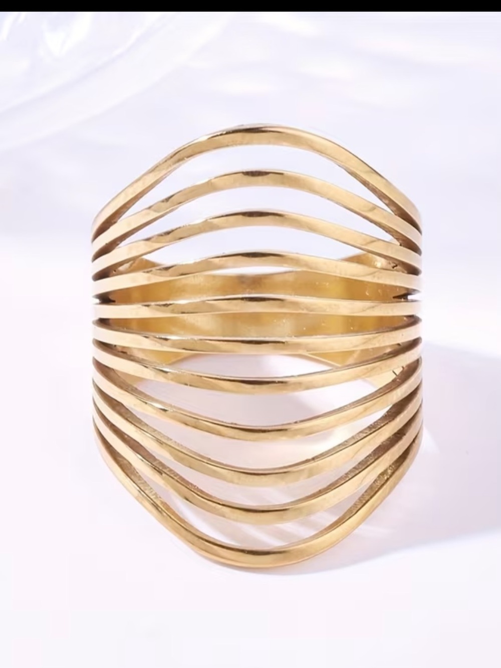 Elegant Gold Wave Layered Ring - Women Jewelry